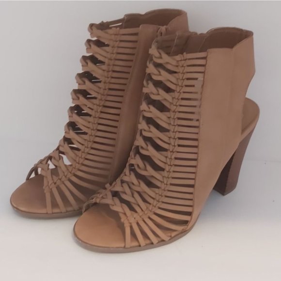 Women's Caged Open Toe Sandals Taupe Size 10 - Picture 2 of 10